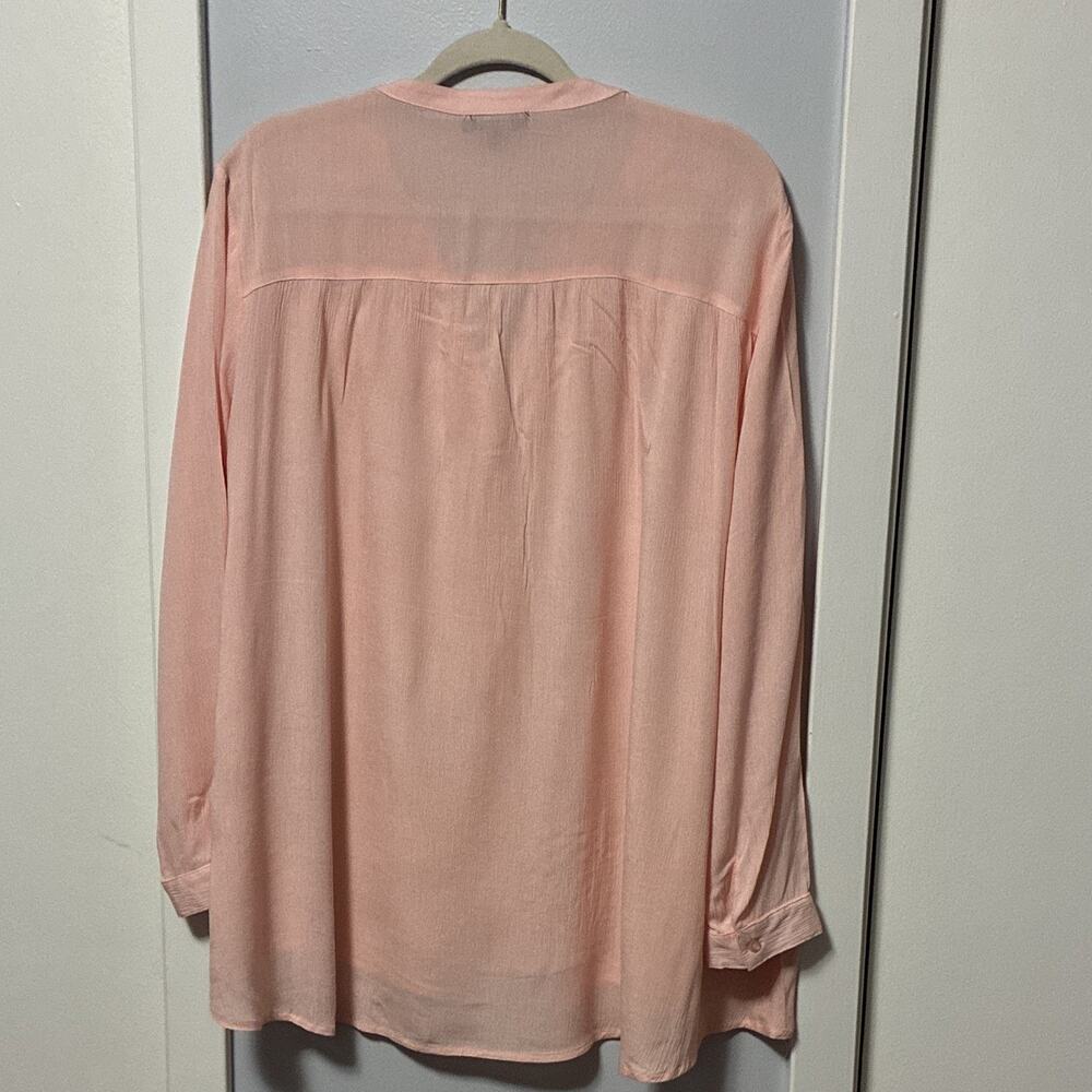 Very J Peach Pink Button Down Blouse Boho Coquette Feminine Rayon Flowy Sz S - Picture 4 of 6